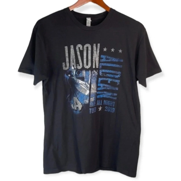 JASON ALDEAN Ride All Night 2019 Concert Tee Black Graphic Short Sleeve Size M - Picture 2 of 10
